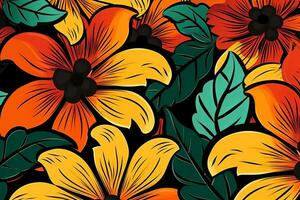 colorato vivace mano disegnato unico fiori grafico illustrazione sfondo generativo ai foto