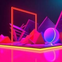 neon tropicale synthwave tema 3d astratto sfondo generativo ai foto