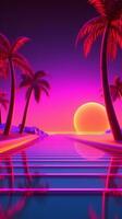 neon tropicale synthwave tema 3d astratto sfondo generativo ai foto