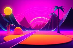 neon tropicale synthwave tema 3d astratto sfondo generativo ai foto