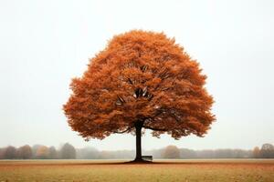 un' grande albero nel il mezzo di un' campo generativo ai foto