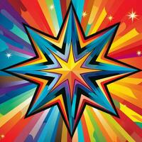 un illustrazione di un' colorato stella su un' arcobaleno sfondo generativo ai foto
