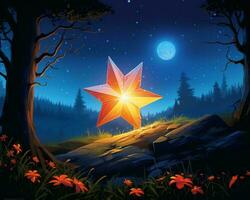 un illustrazione di un' stella nel il notte cielo generativo ai foto