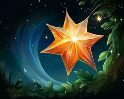 un illustrazione di un' stella nel il notte cielo generativo ai foto