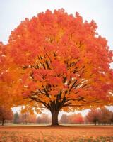 un Immagine di un' grande albero nel il autunno generativo ai foto