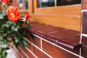 piastrelle in ceramica marrone scuro per la finitura della facciata della casa - pavimento e pareti imitazione mattoni rossi - smalto lucido