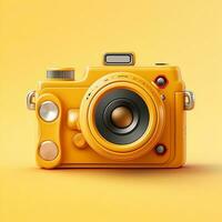 giallo telecamera con lente su giallo sfondo. generativo ai. foto
