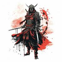 arafed samurai con un' spada e un' sanguinoso viso. generativo ai. foto