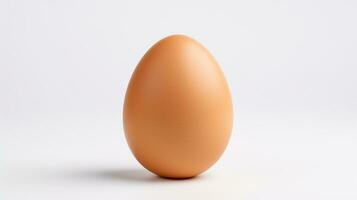 Là è un' Marrone uovo quello è seduta su un' bianca superficie. generativo ai. foto