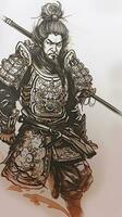arafed disegno di un' uomo con un' spada e un' barba. generativo ai. foto