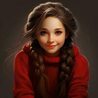 bellissimo simile ragazza con lungo capelli twintails indossare rosso maglione foto