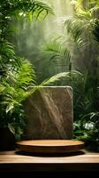 marmo verdura tropicale ombreggiato vetrina sfondo ai generato foto