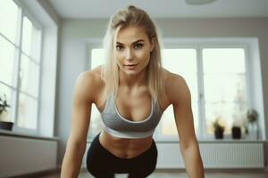 giovane donna Flessioni fitness esercizio. creare ai foto