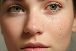 allergia giovane donna brufoli. creare ai foto
