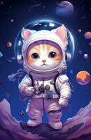 carino gatto astronauta illustrazione arte sfondo foto