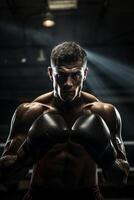 sotto il boxe squillare luci - un' storia di forza e determinazione ai generativo foto