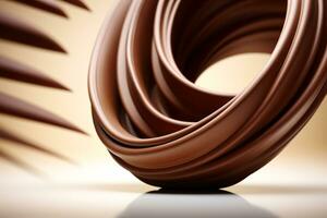 grazioso spirale di cioccolato dispiegarsi contro ben illuminato minimalista fondale ai generativo foto