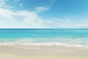 sereno spiaggia paesaggio con ampio spazio nel cielo e acque ai generativo foto