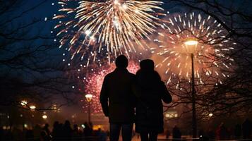 fuochi d'artificio illuminazione nel notte cielo foto