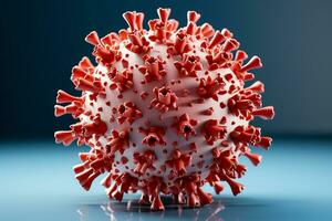 covid-19 un' Cinese coronavirus strettamente esaminato nel un' realistico 3d illustrazione su un' bianca sfondo foto