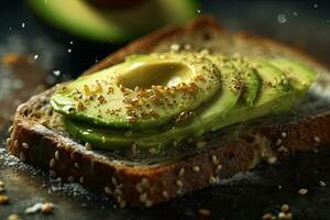 affettato avocado crostini con sesamo semi su esso generativo ai foto