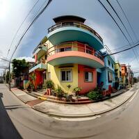 colorato 360 gradi panorama Casa di Camera da letto interno generato di ai foto