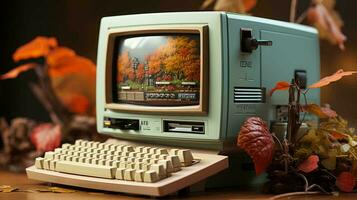 vecchio elegante Vintage ▾ retrò personale computer per video Giochi e opera manifesto a partire dal il anni 80 anni 90 foto