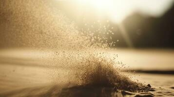 polvere particelle spruzzato di il vento. sabbia su il terra o polvere su il pavimento. generativo ai. foto