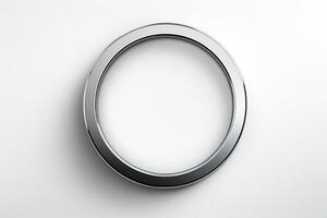 argento cerchio con spazio per testo su un' bianca sfondo foto