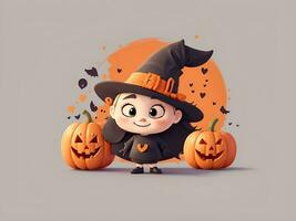 carino 3d Halloween sfondo con zucca Jack o lanterna foto