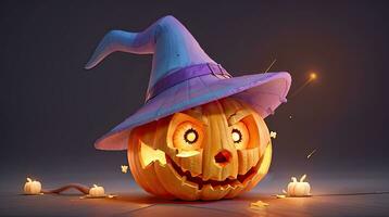 carino 3d Halloween sfondo con zucca Jack o lanterna foto