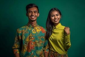 asiatico moda modello coppia ai generato foto