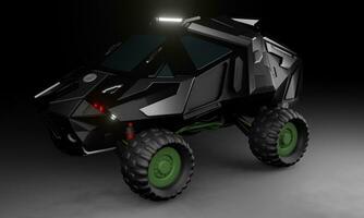 fantascienza camion suv nero colore 3d rendere veicolo sfondo sfondo foto