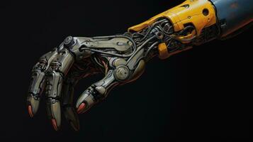 cyborg mano, tecnologia di artificiale intelligenza foto