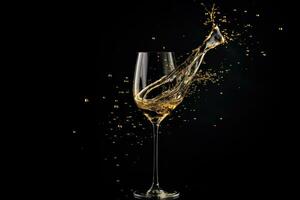 oro Champagne bicchiere su nero sfondo foto