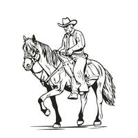 rodeo occidentale Vintage ▾ cowboy mano disegnato opera d'arte. cowboy colorazione pagina vettore foto