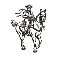 rodeo occidentale Vintage ▾ cowboy mano disegnato opera d'arte. cowboy colorazione pagina vettore foto