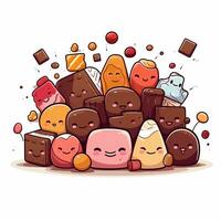 carino cartone animato cioccolato caramelle. colorato illustrazione di dolce cibo. foto