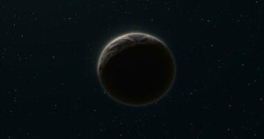 astratto realistico spazio pianeta il giro sfera con un' pietra sollievo superficie nel spazio contro il sfondo di stelle foto