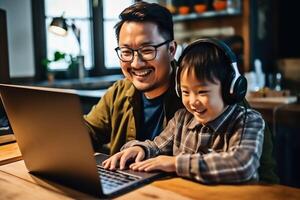 padre e figlio ai generato foto