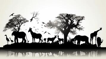 animale silhouette nel nero colore. generativo ai foto