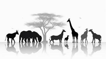 animale silhouette nel nero colore. generativo ai foto