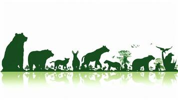 animale silhouette nel verde colore. generativo ai foto