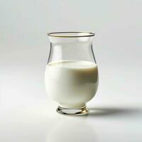 latte dolce nel un' bicchiere. bianca gelatina avvicinamento. un' bicchiere di crema su un' bianca sfondo. ai generato. foto