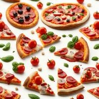 Pizza su bianca sfondo, ai generato foto