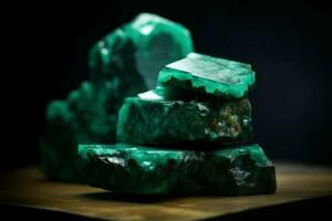 Smeraldo pietre pila. creare ai foto