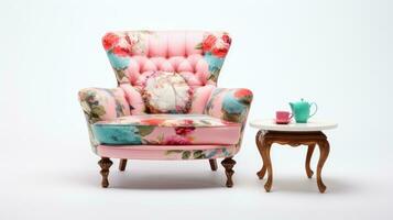 elegante poltrona per kitsch design su bianca. moderno e eccentrico interno foto