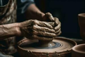 mani ceramica argilla. creare ai foto