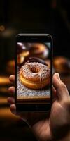 cioccolato gocciolante ciambella appetitoso bocca irrigazione delizioso, ai generato foto