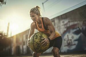 forte femmina crossfit. creare ai foto